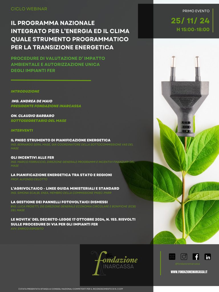 IL PROGRAMMA NAZIONALE INTEGRATO PER L’ENERGIA ED IL CLIMA QUALE STRUMENTO PROGRAMMATICO PER LA TRANSIZIONE ENERGETICA